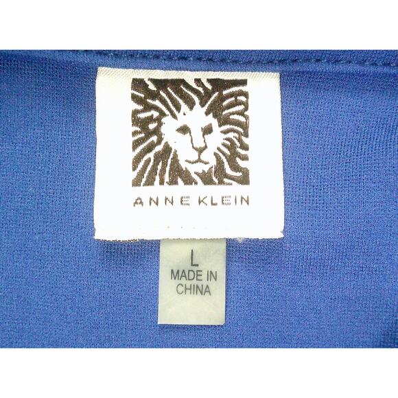 Anne Klein Womens Royal Blue Button Front Cropped Ponte Blazer Jacket Size L - Picture 4 of 7